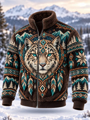 Veste zippée en flanelle pour homme, motifs animaux nordiques, automne-hiver
