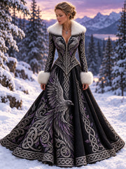 Robe Viking Vintage Femme «Raised by Storm and Shadow» à Col en V