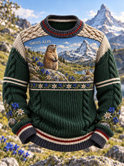 Haut décontracté et confortable pour homme, style vintage, avec impression artistique suisse