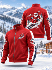 Hommes de Santa Claus Ski Prêt Pour La Saison De Ski Casual Zipper Sweatshirt