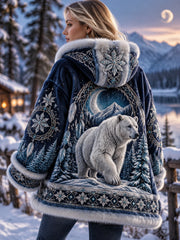 Manteau en flanelle pour femme aux motifs d'animaux nordiques, collection automne-hiver