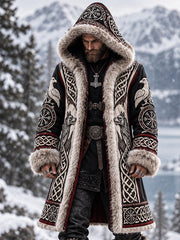 Manteau long à capuchon Viking Art Homme
