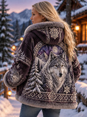 Manteau en flanelle pour femme aux motifs d'animaux nordiques, collection automne-hiver