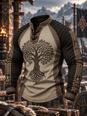Haut viking à manches longues et col rond pour homme, imprimé