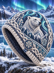 Bonnet unisexe à imprimé animaux nordiques pour l’automne et l’hiver