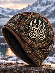 Bonnet tricoté chaud pour l’automne et l’hiver, style viking vintage
