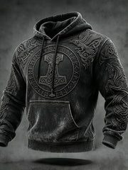Sweat à capuche surdimensionné style viking pour homme, avec poches et épaules tombantes