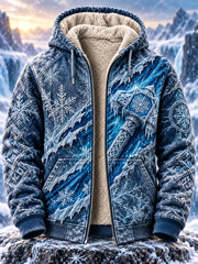 Sweat à Capuche Nordique Style Viking Vintage à Fermeture Éclair Doublé en Molleton
