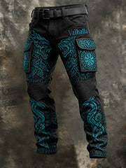 Pantalon zippé douillet et chaud pour homme, style viking Valhalla