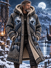 Sweat à capuche doublé polaire motif viking pour homme