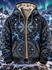 Sweat à capuche vintage nordique style viking doublé polaire avec fermeture éclair