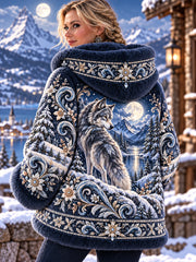 Manteau en flanelle à motifs d'animaux pour femme, collection automne-hiver nordique