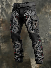 Pantalon zippé douillet et chaud pour homme, style viking Valhalla