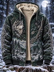 Sweat à capuche vintage nordique style viking doublé polaire avec fermeture éclair