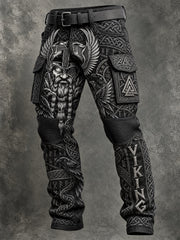 Pantalon zippé douillet et chaud pour homme, style viking Valhalla
