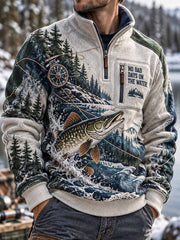 Sweat-shirt à imprimé traditionnel de pêche pour homme