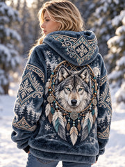 Sweat à capuche en flanelle à motifs d'animaux pour femme, collection automne-hiver nordique