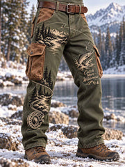 Pantalon de travail imprimé à motif de pêche classique rétro pour homme