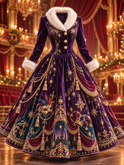 Robe de Noël britannique imprimée pour femme