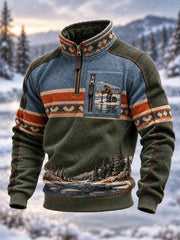 Sweatshirt à motif de pêche traditionnel pour hommes