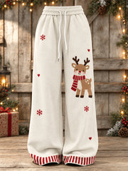 Pantalon de survêtement confortable motif de renne de Noël pour femmes