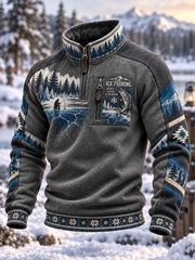 Sweatshirt à motif de pêche d'hiver traditionnel pour hommes