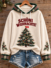 Sweat à capuche en flanelle imprimé motif Noël suisse pour femme