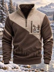 Sweat-shirt à imprimé traditionnel de pêche pour homme