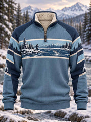 Sweat-shirt à imprimé traditionnel de pêche pour homme