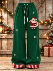 Pantalons de survêtement confortables à motif rayé Père Noël pour femmes