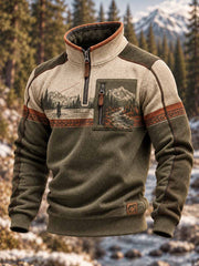 Sweat-shirt à imprimé traditionnel de pêche pour homme