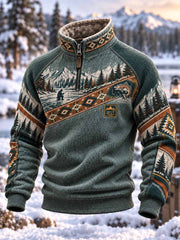 Sweat à capuche imprimé graphique traditionnel de pêche d'hiver pour hommes