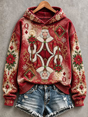 Sweats à capuche femme sur le thème des cartes à jouer "Christmas Queen"