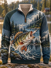 Sweat-shirt à imprimé traditionnel de pêche pour homme