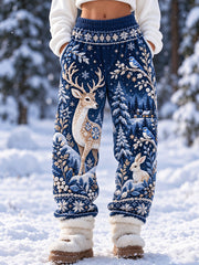 Pantalons décontractés à motifs animaux pour femme, collection automne-hiver nordique