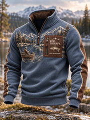 Sweat-shirt à imprimé traditionnel de pêche pour homme