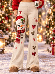 Pantalon imprimé de bonhomme de neige de Noël pour femmes