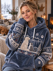 Sweat à capuche en flanelle rétro scandinave pour animaux de compagnie