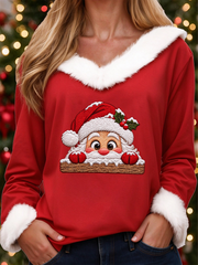Pull ras du cou imprimé Funny Santa Claus pour femme