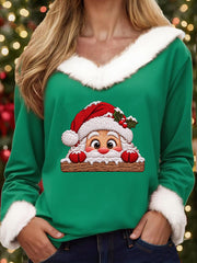 Pull ras du cou imprimé Funny Santa Claus pour femme