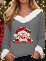 Pull ras du cou imprimé Funny Santa Claus pour femme
