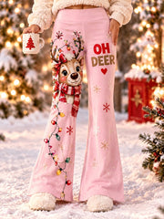 Pantalon à imprimé cerf de Noël pour femme