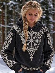 Vintage Viking inspiré des femmes Celtic Vegvisir Imprimer Casual Hoodie