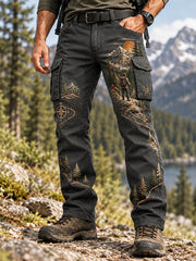 Pantalon cargo décontracté pour hommes, motif sentier sauvage, idéal pour les amoureux de la randonnée