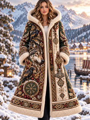 Veste en flanelle à motif viking pour femme