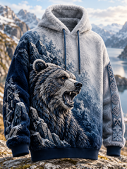 Sweat à capuche en flanelle motif viking pour homme