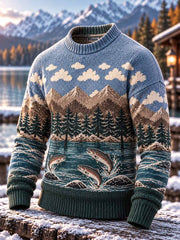 Sweat-shirt vintage pour homme à motif de pêche imprimé
