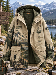 Veste à capuche homme avec imprimés sur le thème de la randonnée en plein air