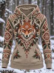 Sweat à capuche nordique pour femme, motifs animaux, automne et hiver