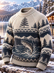 Sweat-shirt vintage pour homme à motif de pêche imprimé